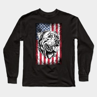 Patriotic Rottweiler American Flag Long Sleeve T-Shirt